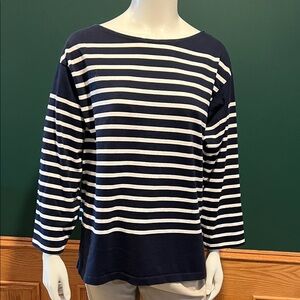 J Crew Boxy Nautical Striped Boat Neck Top / Sweatshirt